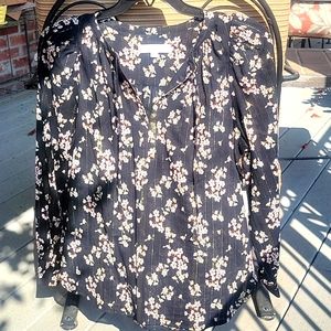 Loft Black Floral Blouse
